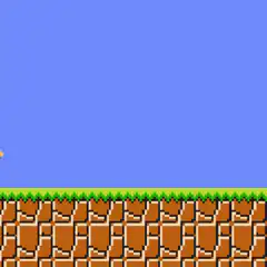 Mario characters running across pixel screen