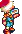 pixel art character holding a drink