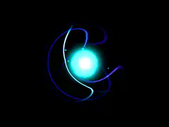 glowing blue orb with orbiting lines