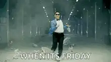 Man celebrating when it's Friday