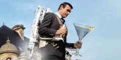 James Bond with jetpack and martini