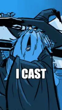 Wizard casts .50 caliber spell