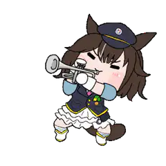 chibi horse girl playing trumpet