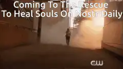 Superman running and revealing his suit