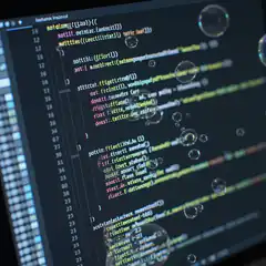 code editor with bubbles