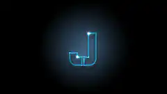 Blue neon letter J logo