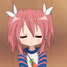 Konata Izumi sleeping with carrot
