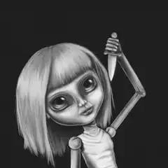 creepy doll with knife