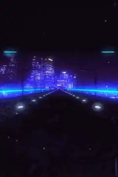 neon city road at night