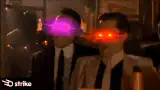 Men with glowing laser eyes