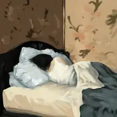 sleeping person and black cat
