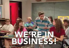 We're in Business classroom scene