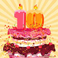 Birthday cake with 10 candles