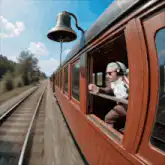 Uncle Sam ringing train bell