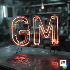 Red neon GM sign flickering