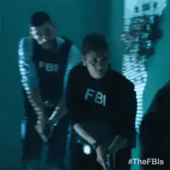 FBI agents with guns in blue light
