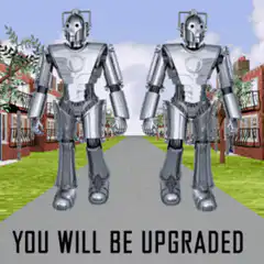Two Cybermen walking forward