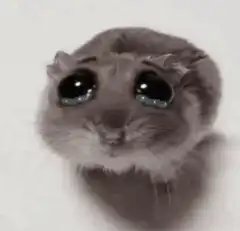 Crying hamster with big watery eyes