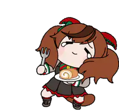 chibi girl eating pastry