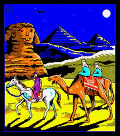 pixel art egypt scene with laser