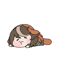 chibi character lying down pouting