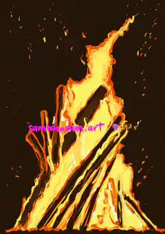 Animated bonfire with sparks