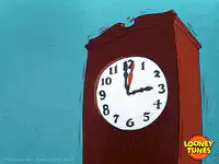 Daffy Duck smashes grandfather clock