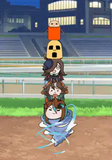 anime characters stacked in a tower