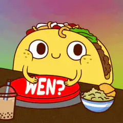 Cute taco holding a WEN button