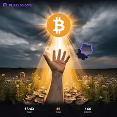 Bitcoin hand reaching for sun