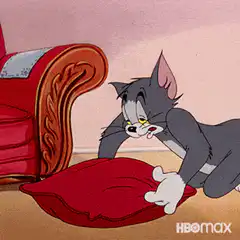 Tom Cat falls asleep on a pillow