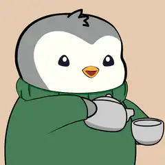 cute penguin pouring tea good morning