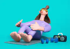 claymation woman doing situps