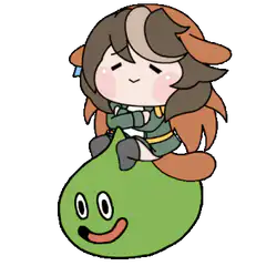 Chibi character riding a green slime