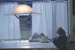 Cat reading newspaper runs a node