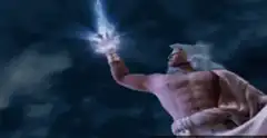 Zeus summons lightning bolt