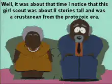 Grandma and Grandpa talking about a tall girl scout