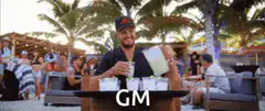 Man pouring drinks at beach club