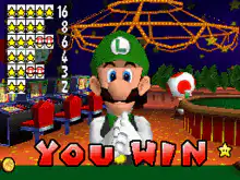 Luigi wins at the casino