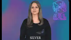 Woman signing the ASL word silver