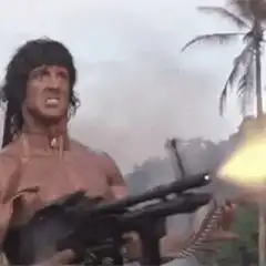 Rambo firing a machine gun