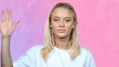 Woman slaps her own hand