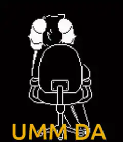 Dancing character with UMM DA text