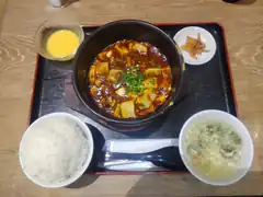 Mapo tofu set meal with rice and soup