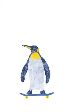 skateboarding penguin animation