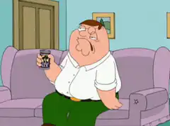 Peter Griffin spills beer on shirt