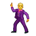 pixel art man in purple suit dancing