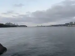 City skyline across a river