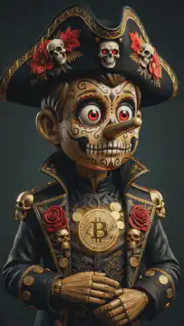 Day of the Dead Pirate with Bitcoin