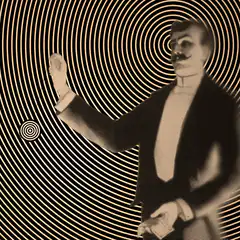 Sepia magician with hypnotic spirals